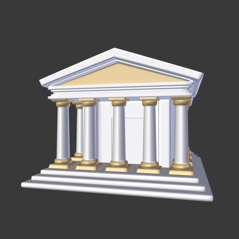 Cartoon Greek Temple Low-poly 3D model_1