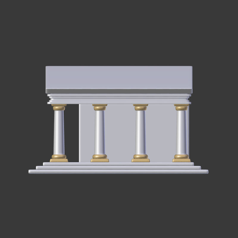 Cartoon Greek Temple Low-poly 3D model_7