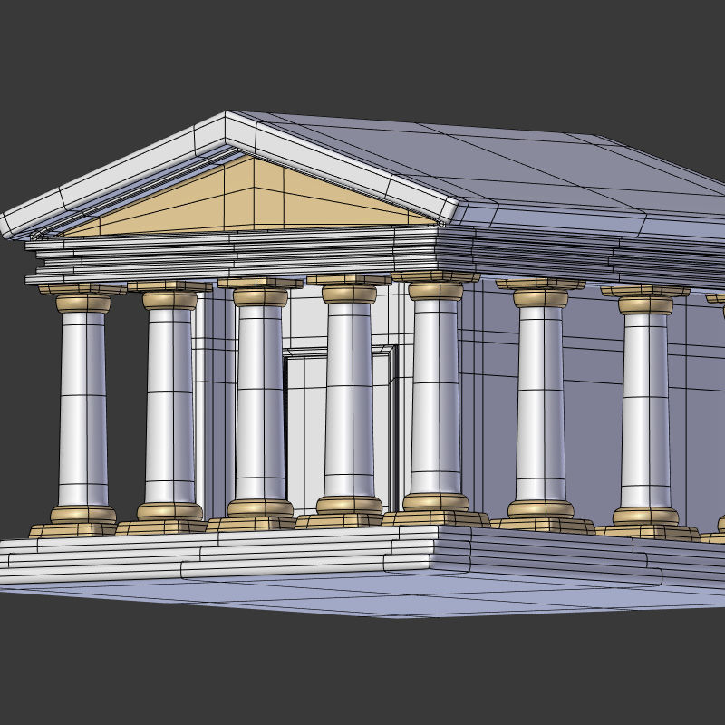 Cartoon Greek Temple Low-poly 3D model_14