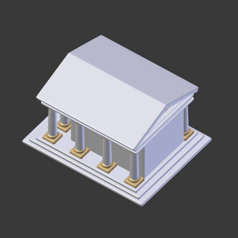 Cartoon Greek Temple Low-poly 3D model_11