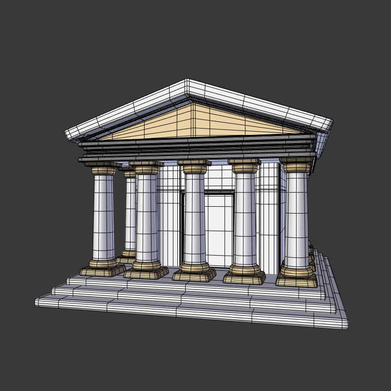 Cartoon Greek Temple Low-poly 3D model_3