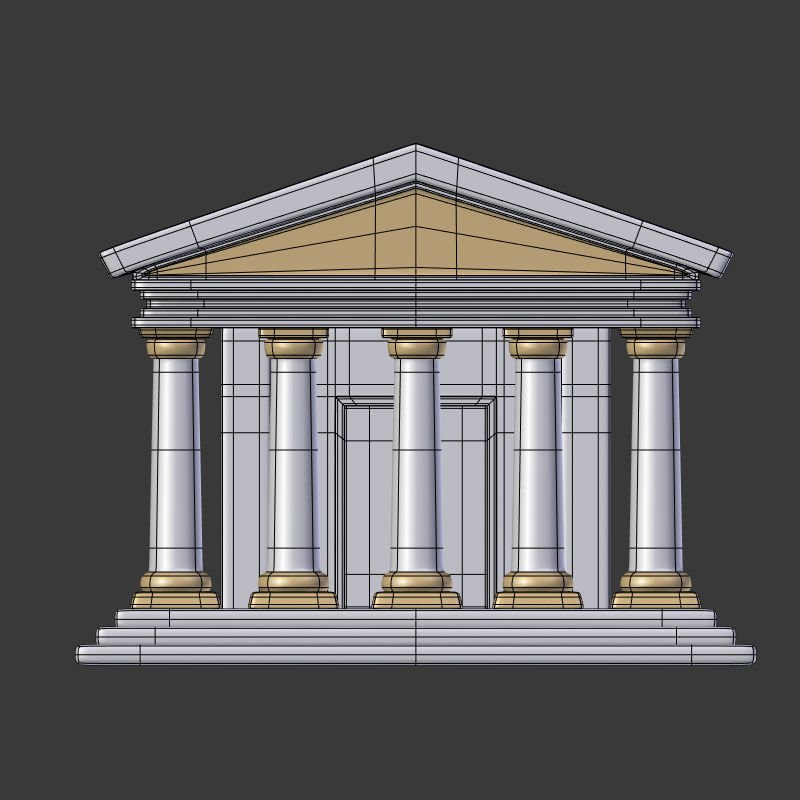 Cartoon Greek Temple Low-poly 3D model_5