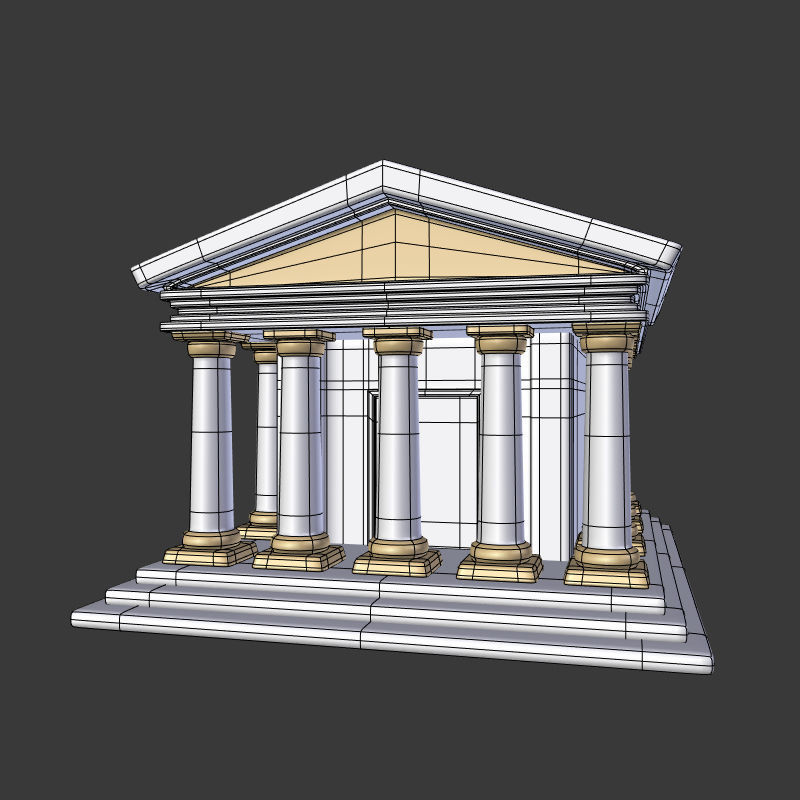 Cartoon Greek Temple Low-poly 3D model_2