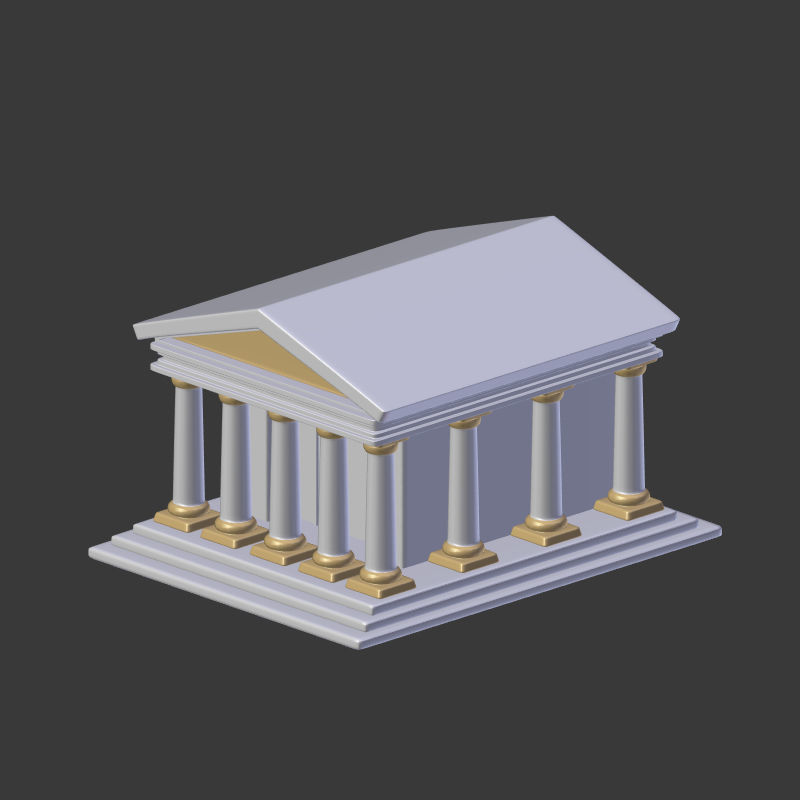 Cartoon Greek Temple Low-poly 3D model_10