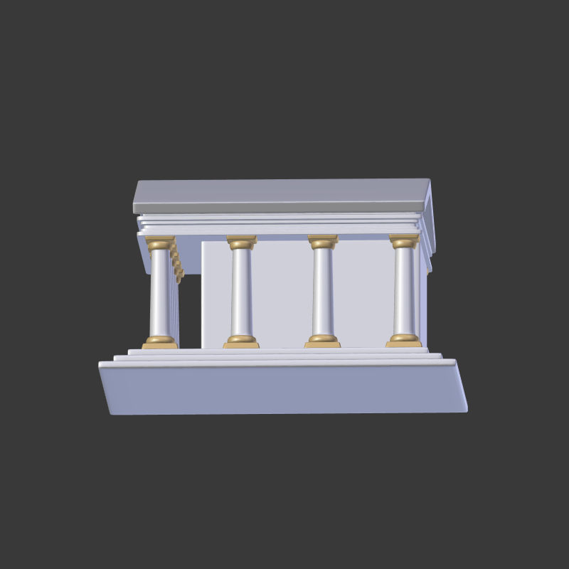 Cartoon Greek Temple Low-poly 3D model_6