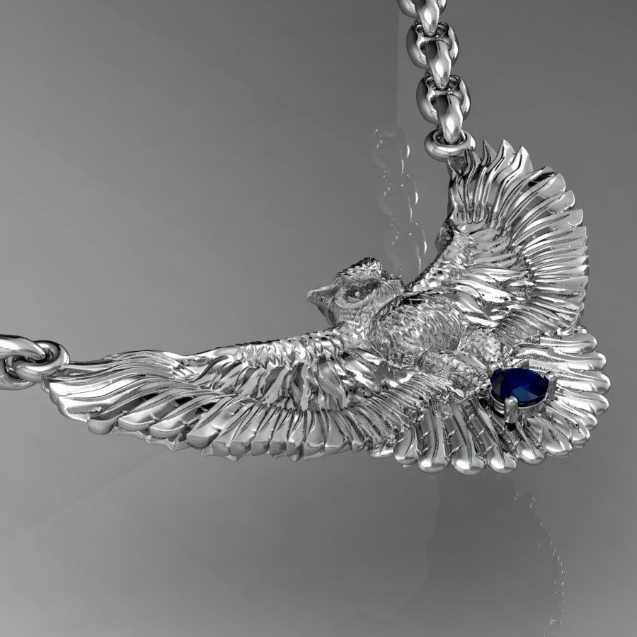   fashion necklaces owl with gem      3D print model_3