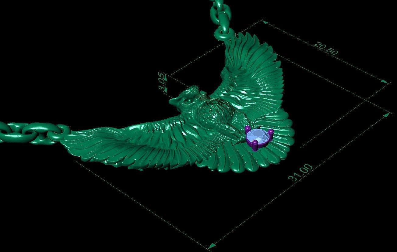   fashion necklaces owl with gem      3D print model_5