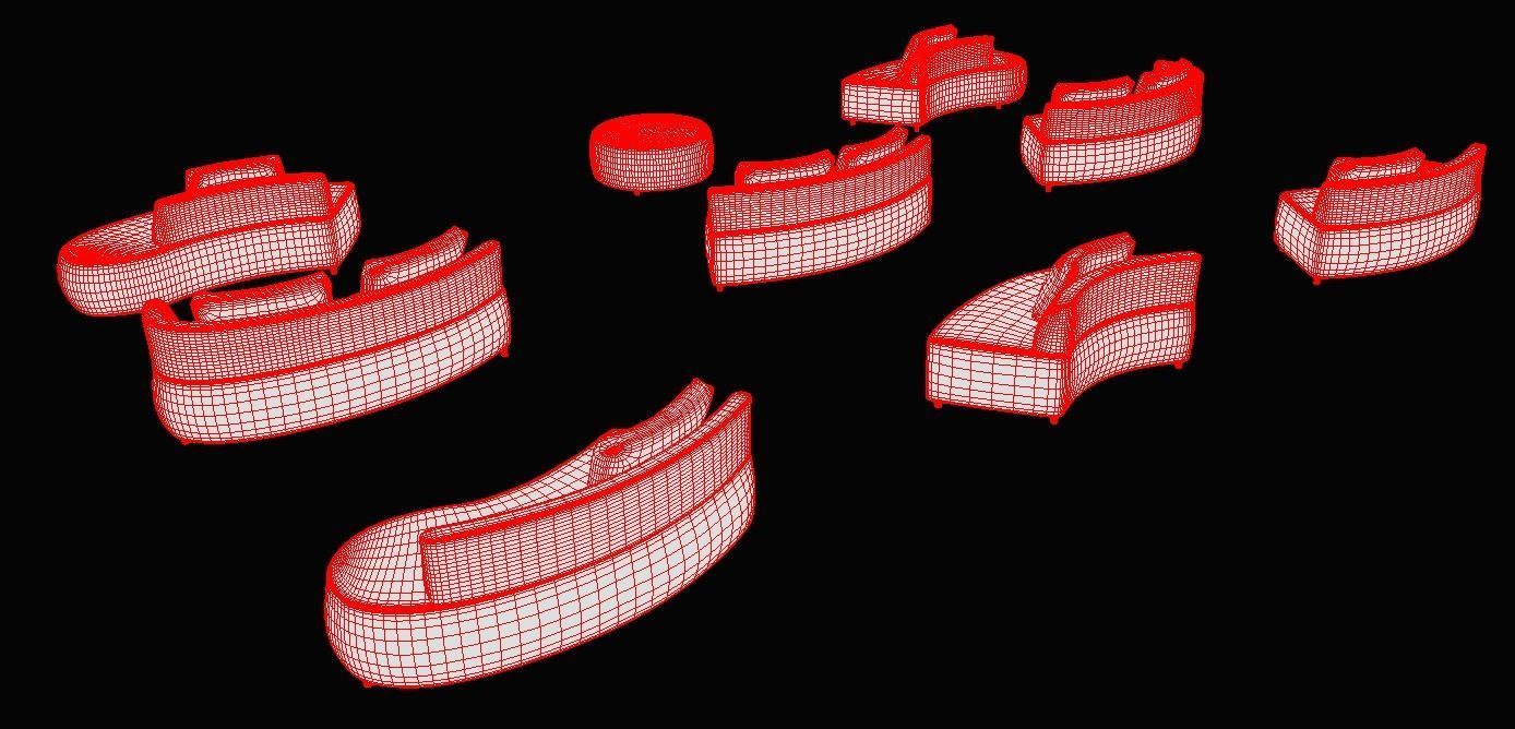 Modular Gemini Modern Sofa Pack Low-poly 3D model_8