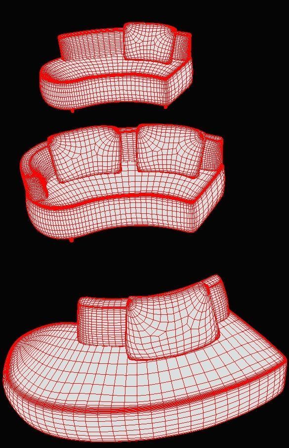 Modular Gemini Modern Sofa Pack Low-poly 3D model_11