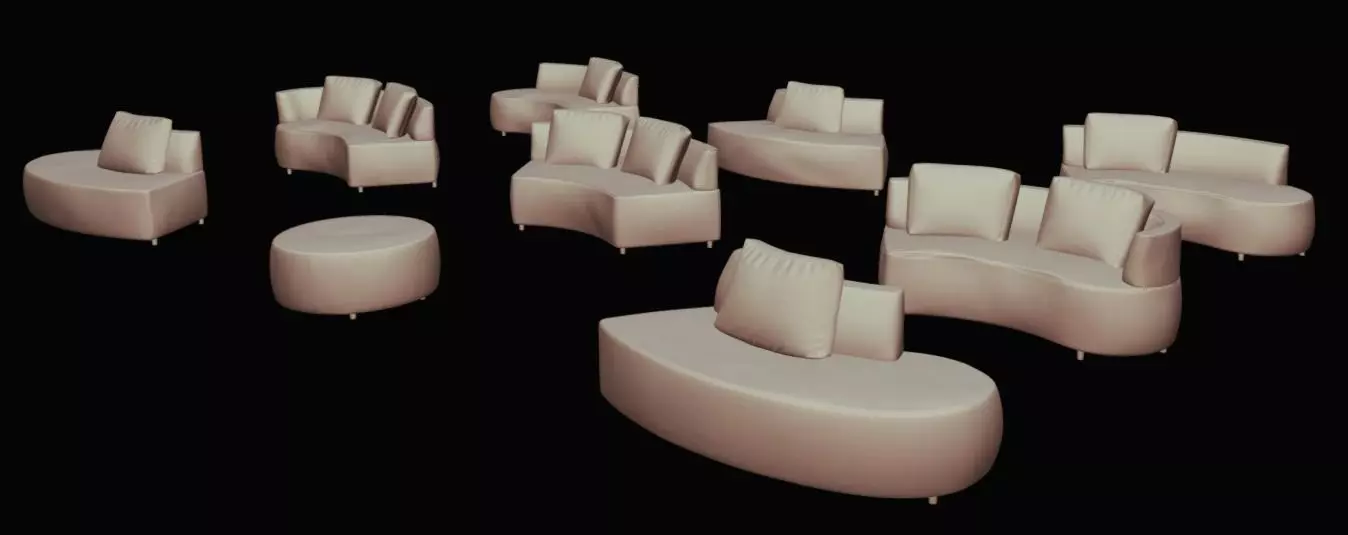 Modular Gemini Modern Sofa Pack Low-poly 3D model_0