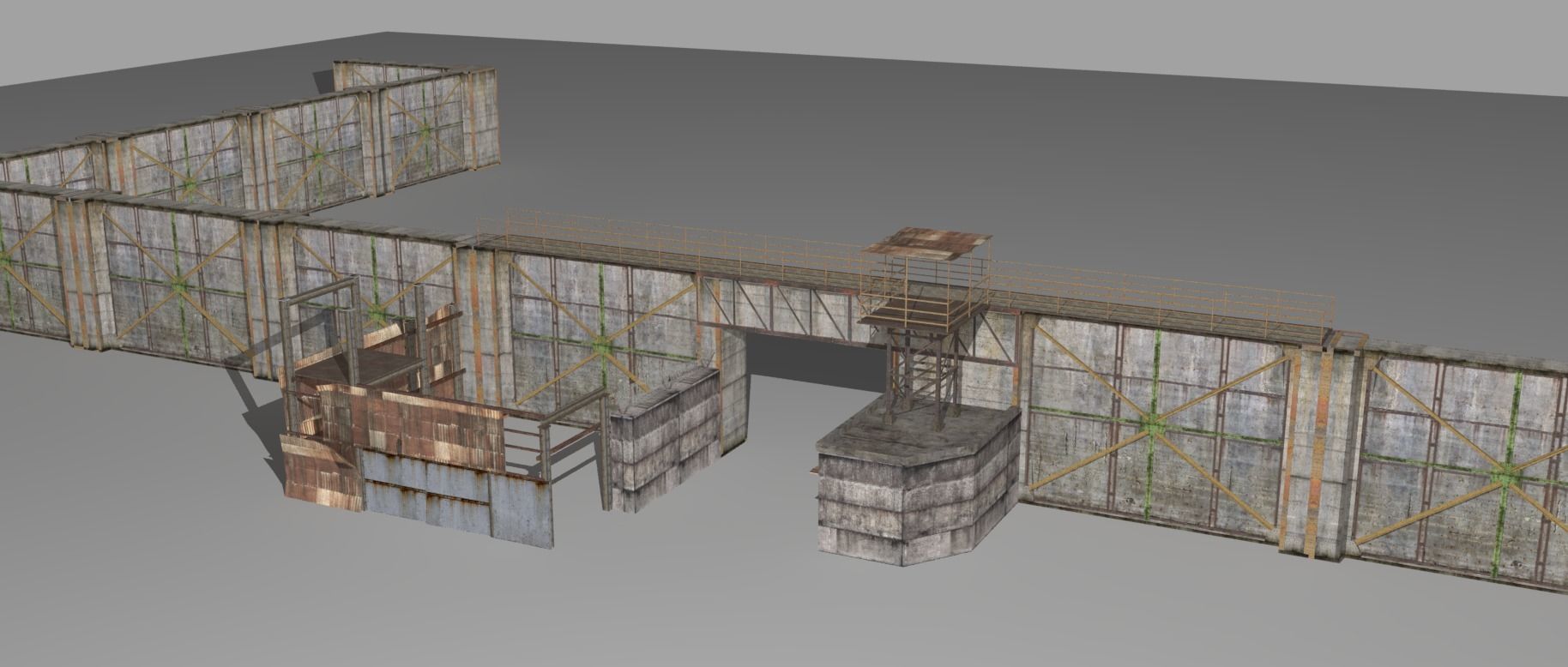 Military wall Low-poly 3D model