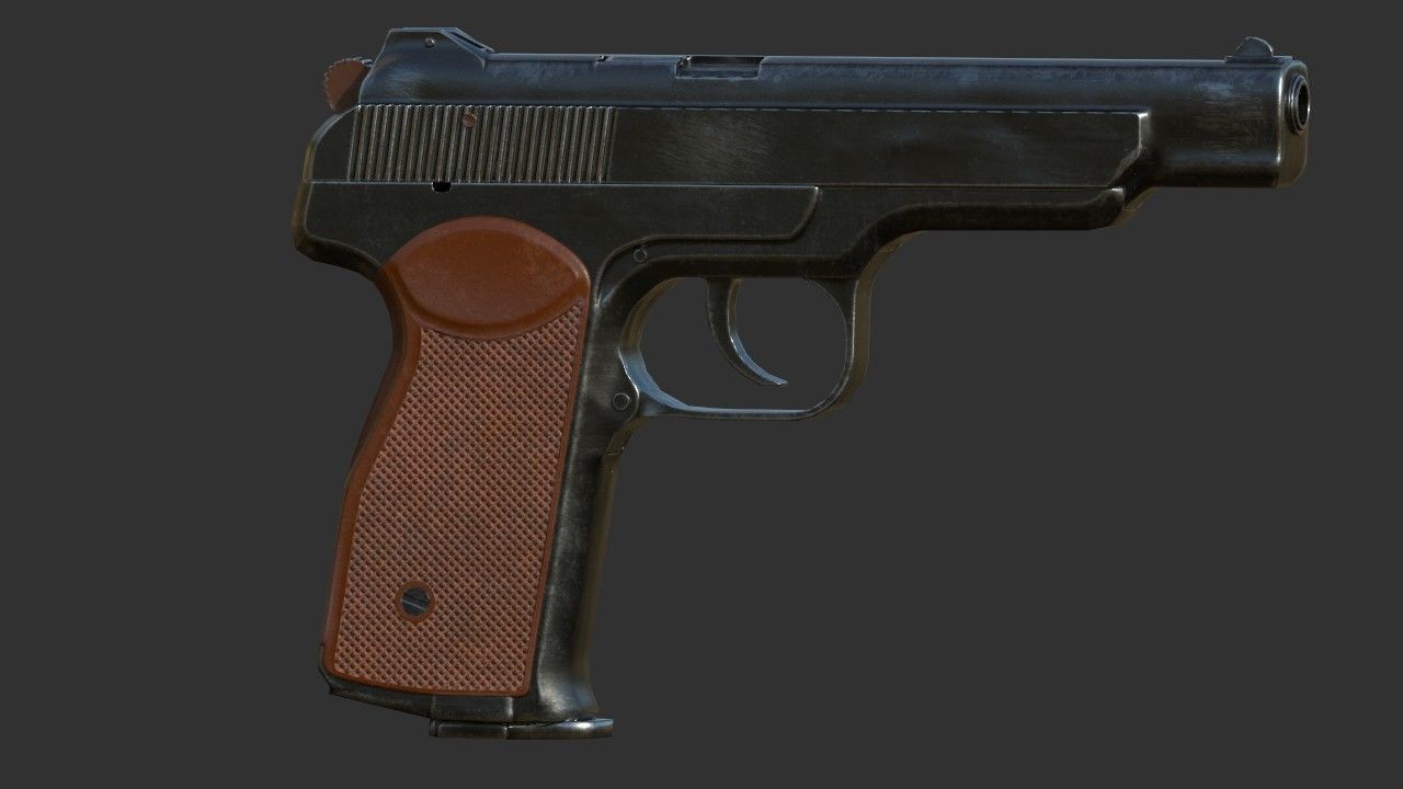 APS Stechkin automatic pistol Low-poly 3D model_9