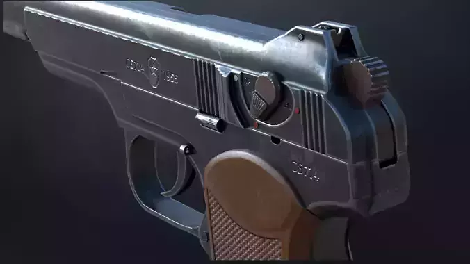 APS Stechkin automatic pistol Low-poly 3D model