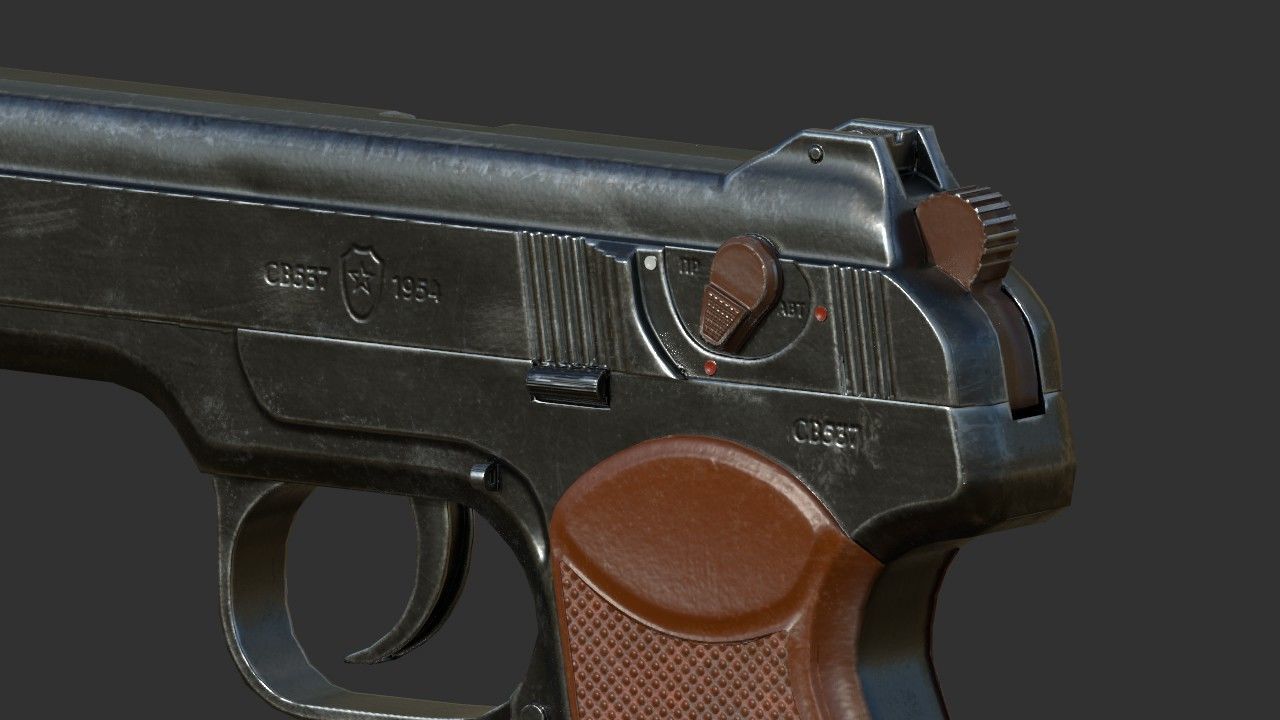 APS Stechkin automatic pistol Low-poly 3D model_7