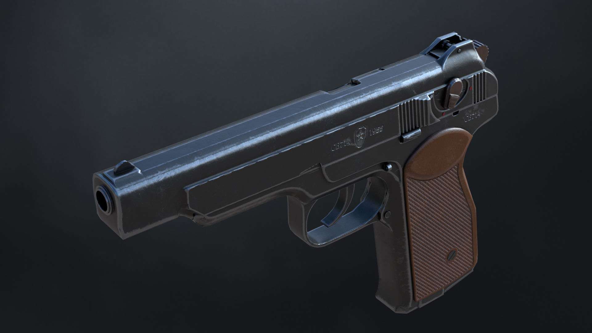 APS Stechkin automatic pistol Low-poly 3D model_4