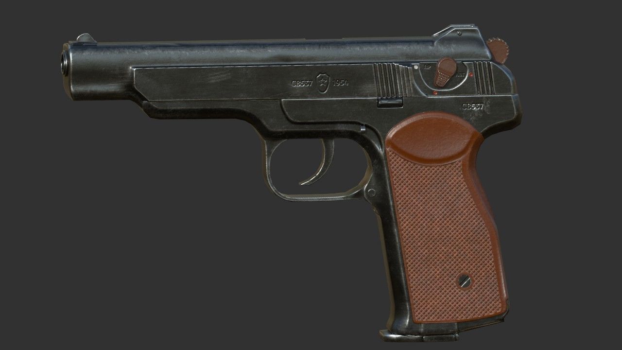 APS Stechkin automatic pistol Low-poly 3D model_8