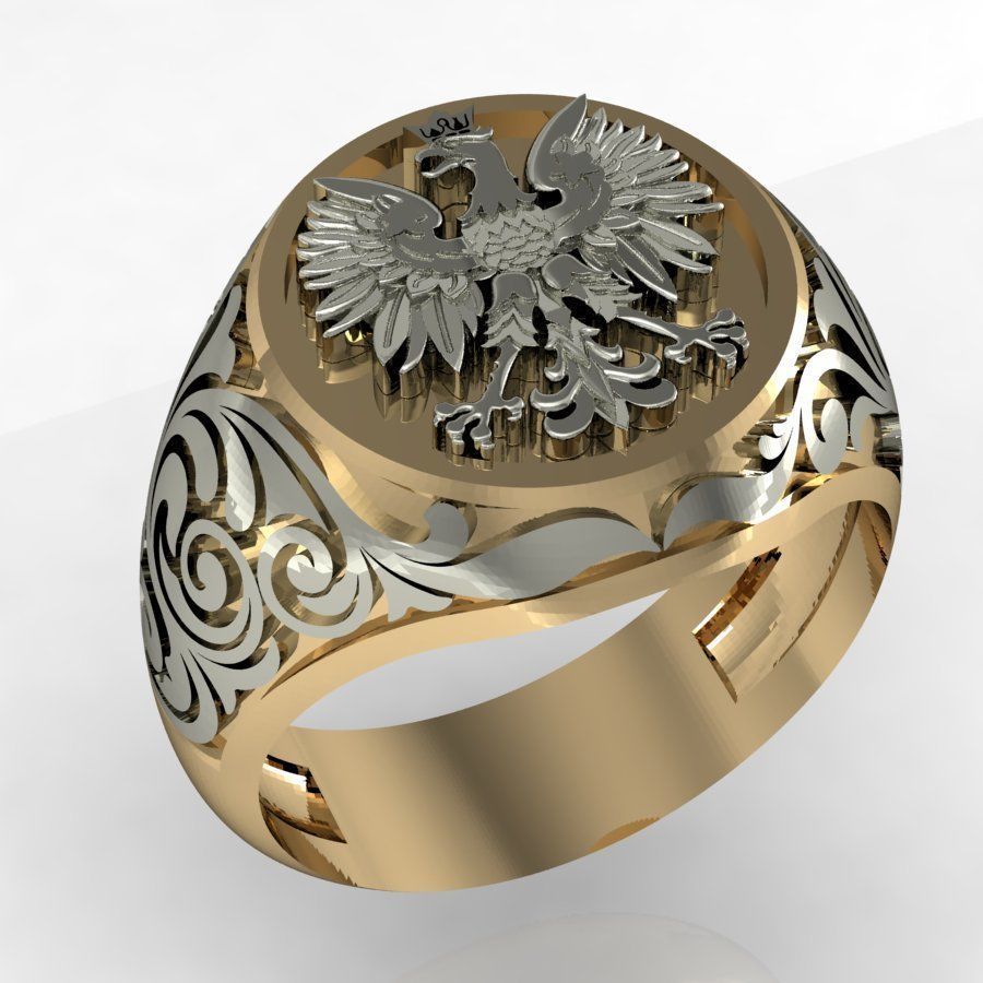 signet ring for men with the coat of arms of Poland  3D print model_5