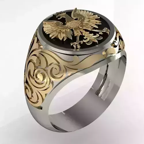 signet ring for men with the coat of arms of Poland  3D print model
