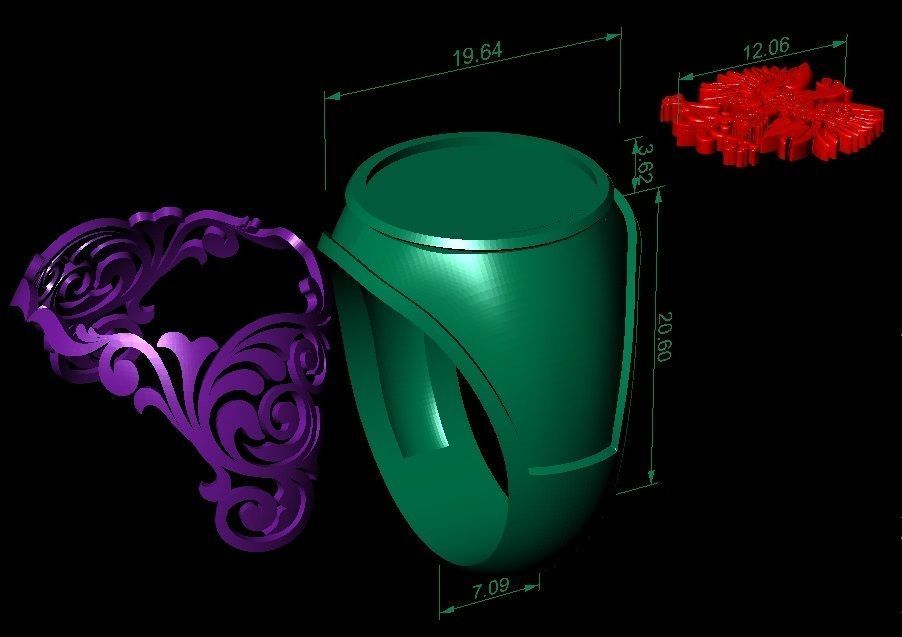 signet ring for men with the coat of arms of Poland  3D print model_3