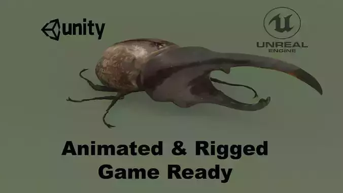 Hercules Beetle Low-poly 3D model