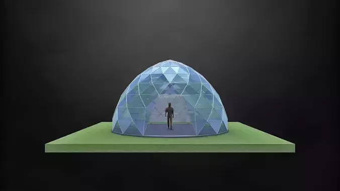 Dome steel structure glass panels large entry