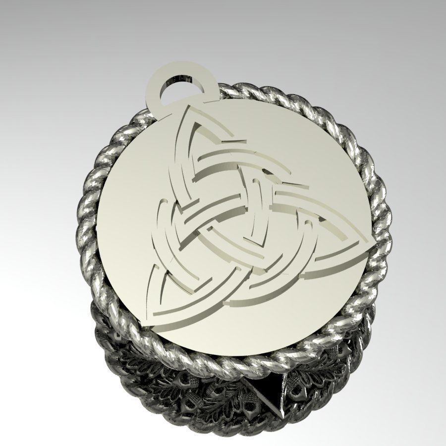 pendant with a bear oak leaves    3D model_3