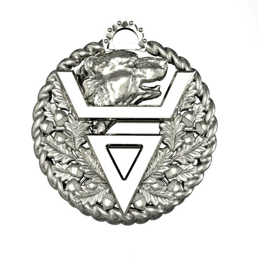 pendant with a bear oak leaves    3D model_2