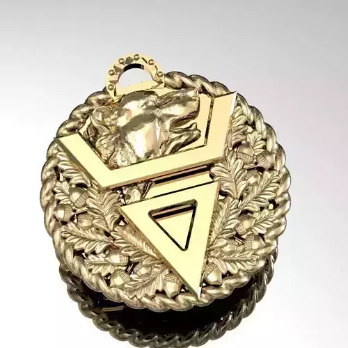 pendant with a bear oak leaves   