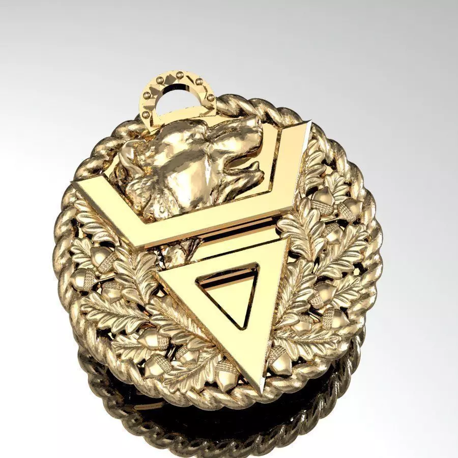 pendant with a bear oak leaves    3D model_0