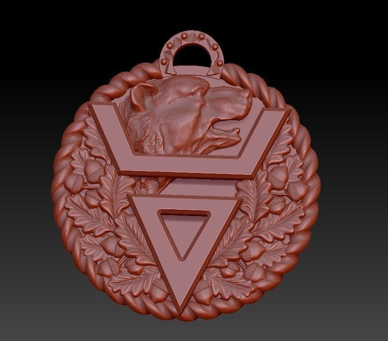 pendant with a bear oak leaves    3D model_4