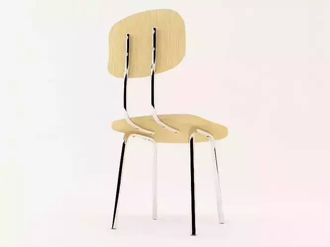 Chair wooden with chrome legs