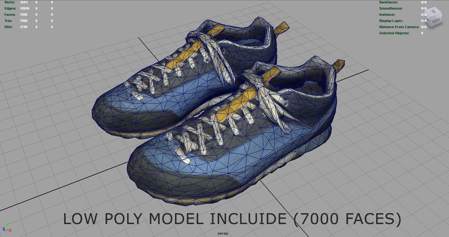 Trekking Sneakers Low-poly 3D model_5