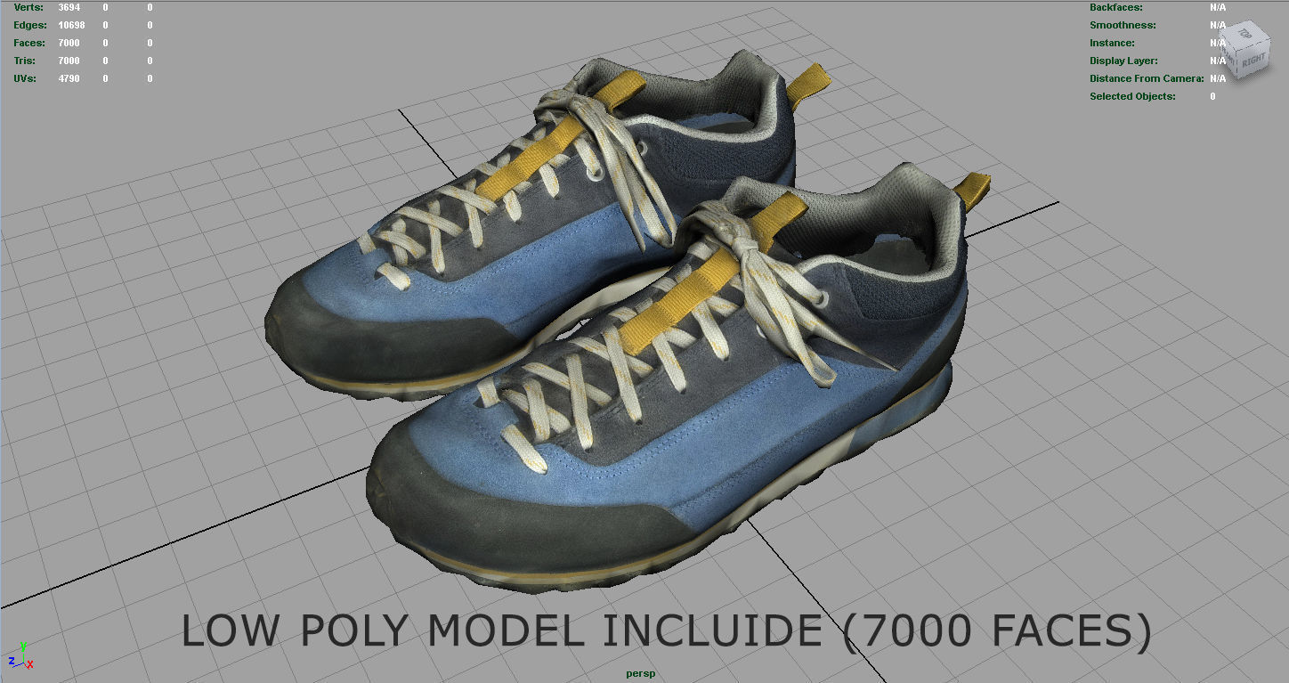 Trekking Sneakers Low-poly 3D model_6