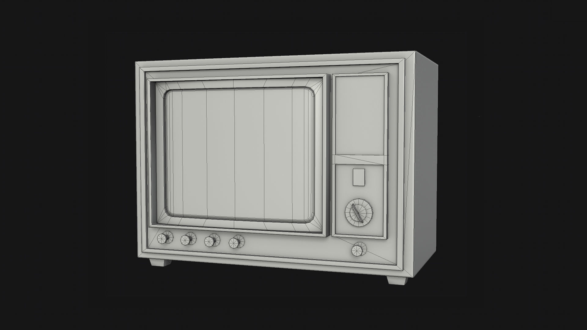 Retro- Vintage CRT TV Type A Low-poly 3D model_4