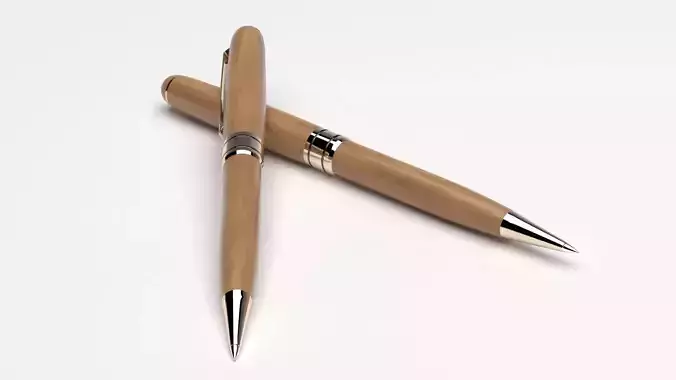 Wooden pen  Low-poly 3D model