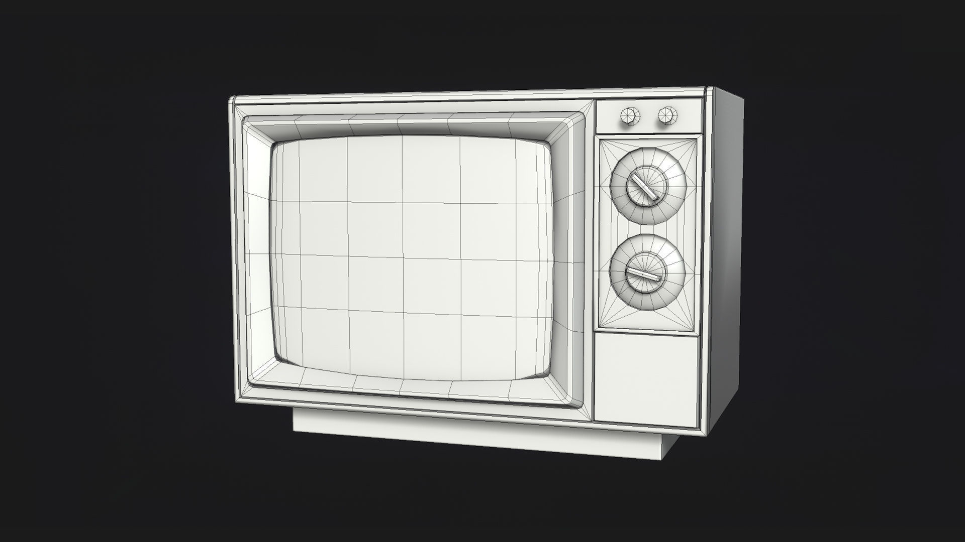 Retro- Vintage CRT TV Type B Low-poly 3D model_4