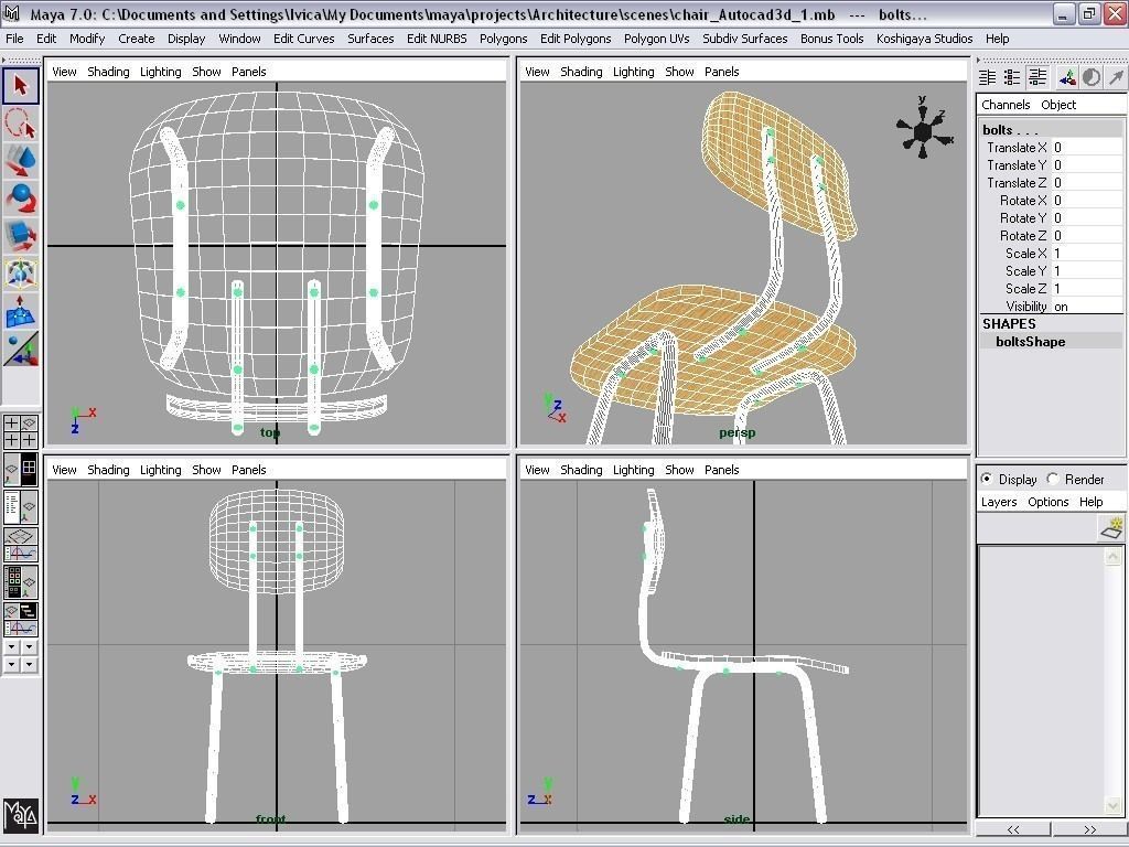 chairs collection modern chair with metal frame Low-poly 3D model_12