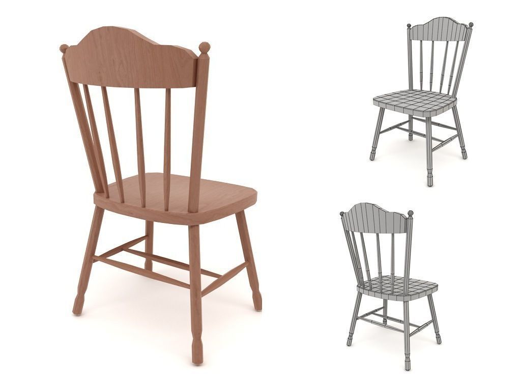chairs collection modern chair with metal frame Low-poly 3D model_22