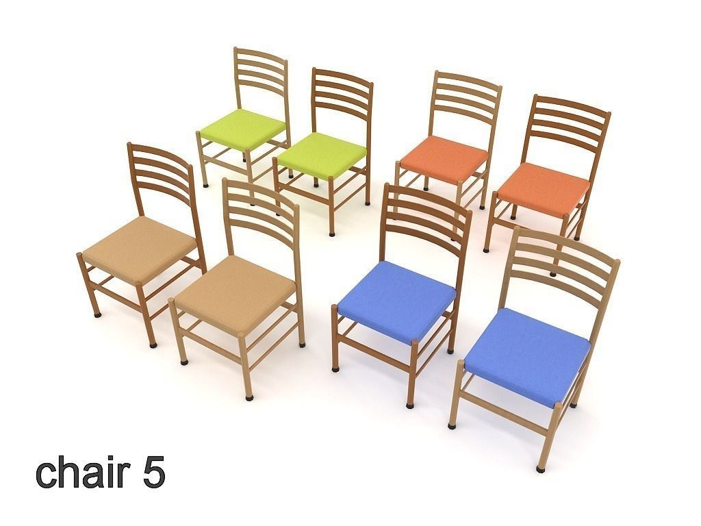 chairs collection modern chair with metal frame Low-poly 3D model_27