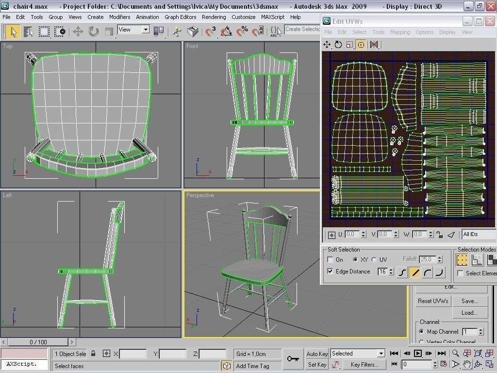 chairs collection modern chair with metal frame Low-poly 3D model_25