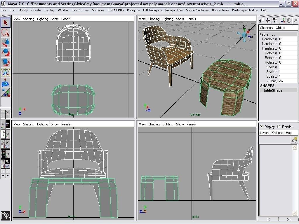 chairs collection modern chair with metal frame Low-poly 3D model_19