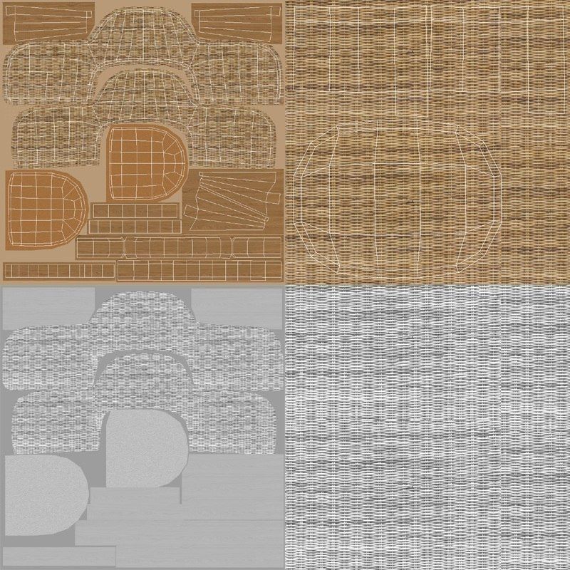 chairs collection modern chair with metal frame Low-poly 3D model_20