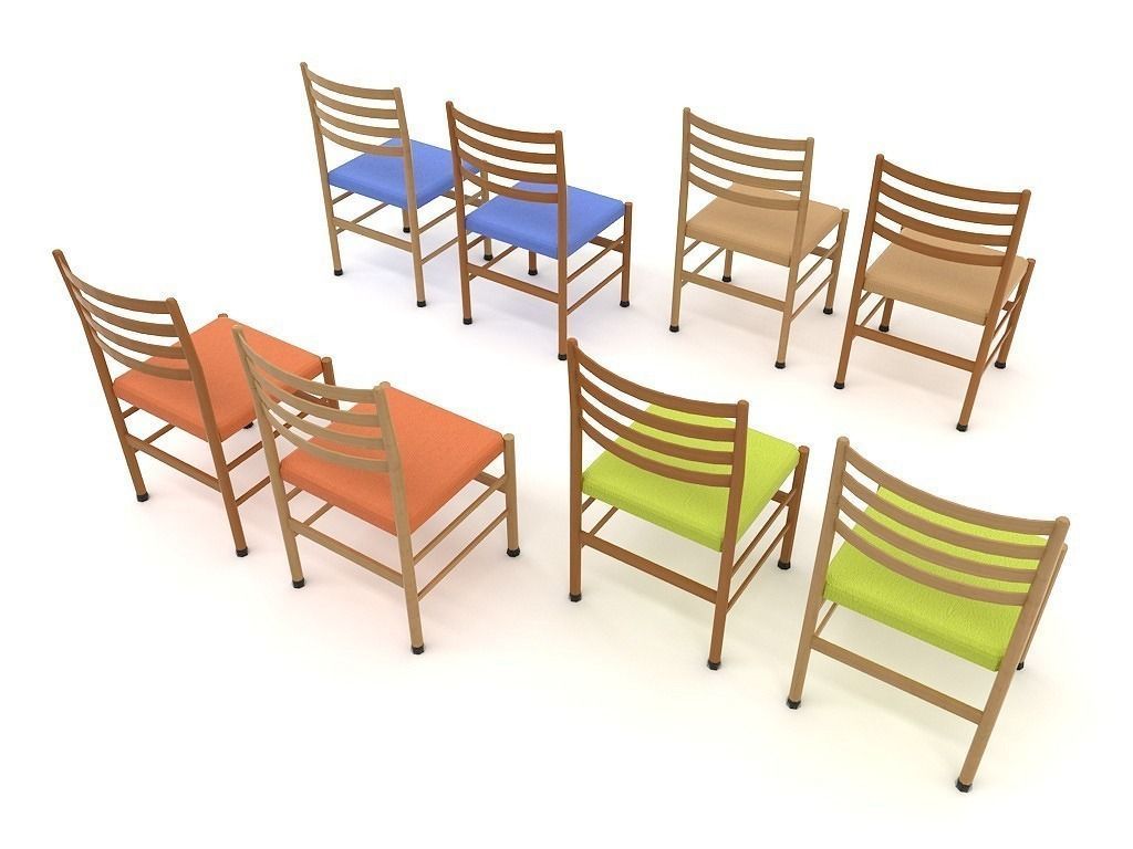 chairs collection modern chair with metal frame Low-poly 3D model_28