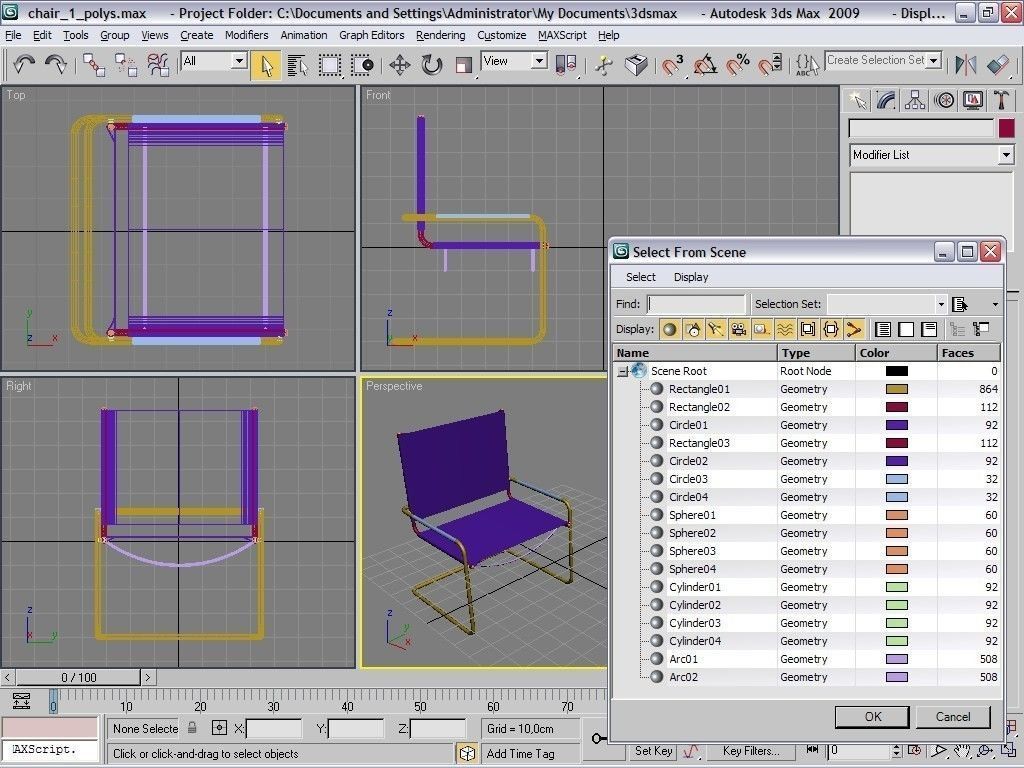 chairs collection modern chair with metal frame Low-poly 3D model_7