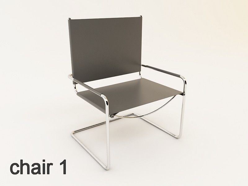 chairs collection modern chair with metal frame Low-poly 3D model_3