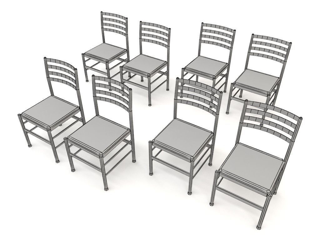 chairs collection modern chair with metal frame Low-poly 3D model_29