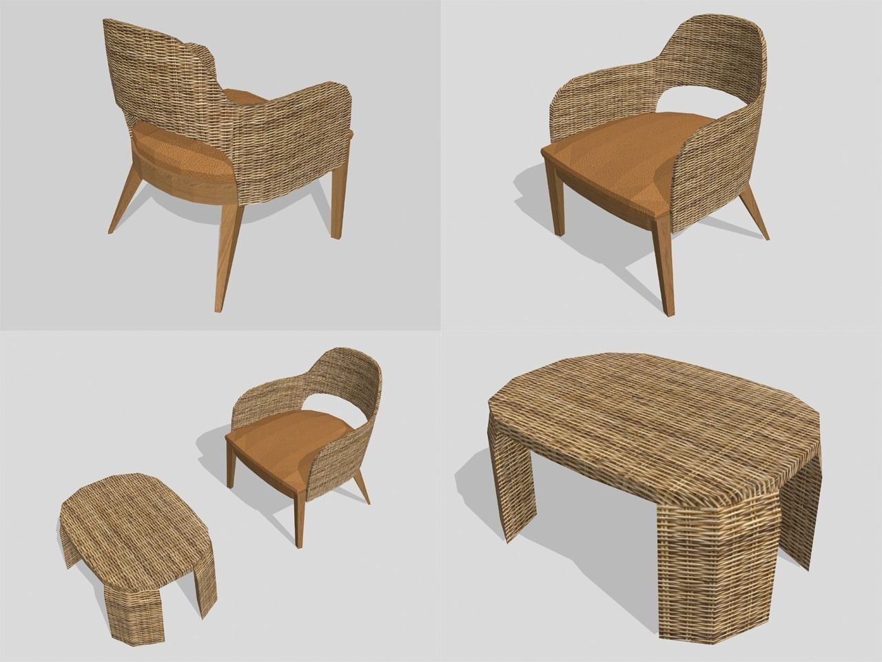 chairs collection modern chair with metal frame Low-poly 3D model_17