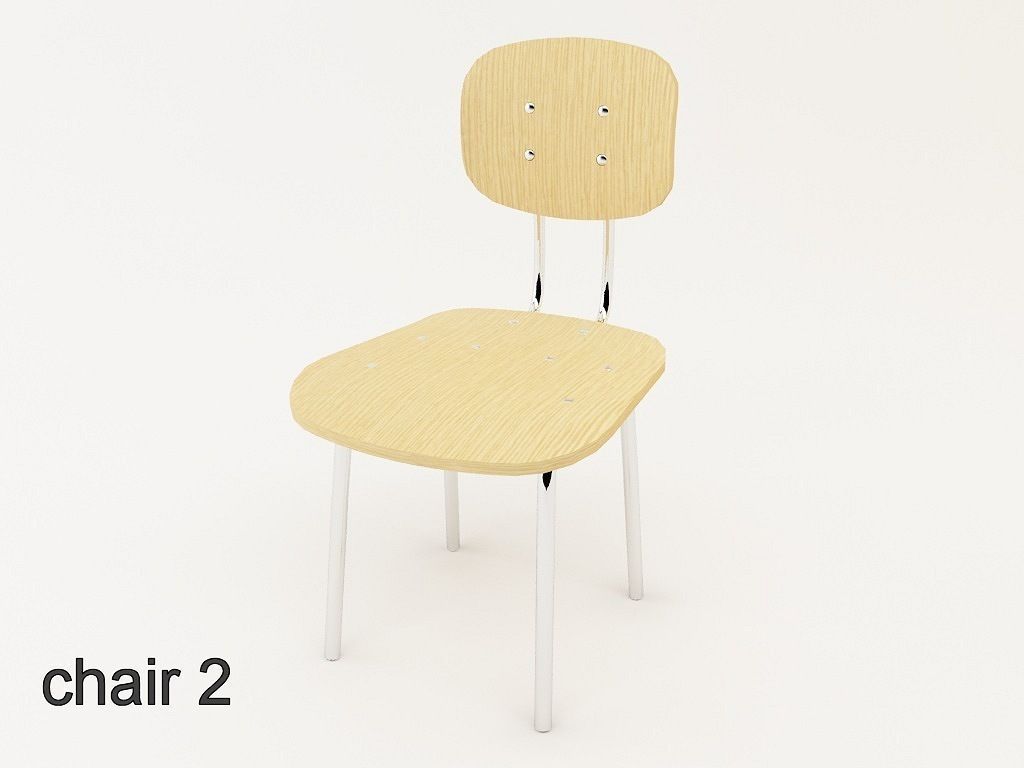 chairs collection modern chair with metal frame Low-poly 3D model_8