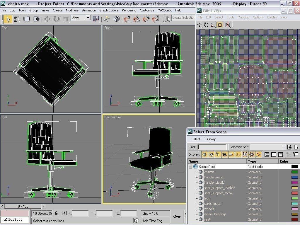 chairs collection modern chair with metal frame Low-poly 3D model_41
