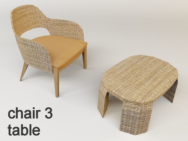 chairs collection modern chair with metal frame Low-poly 3D model_16
